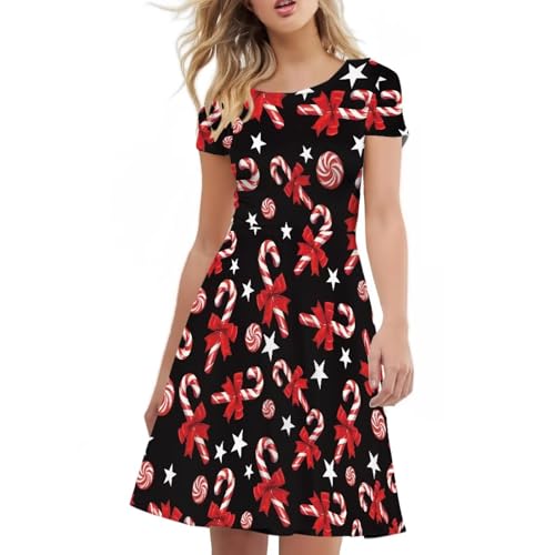 Image of AFPANQZ Womens Casual Summer Lightweight Vintage Dress Short Sleeve Midi Dress Knee-Long Luxury Formal Dress