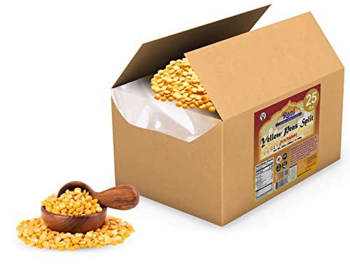 Image of Rani Yellow Peas Split, Dried (Vatana, Matar) 400oz (25lbs) 11.36kg Bulk Box ~ All Natural | Vegan | Gluten Friendly | Product of USA