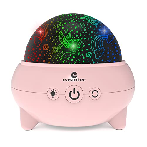 easuntec Unicorns Gifts for Girls,Unicorn Toys,3 6 7 8 9 Year Old Girl Gifts,Unicorn Star Projector Night Lights for Kids Room,360 Degree Rotating 9 Colorful Lights Adjustable Brightness (Pink)