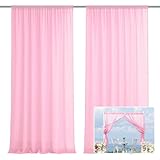 EMART Pink Backdrop Curtains, 10 X 10ft Tulle Chiffon Fabric Drape for Parties Wedding Stage Decoration, Soft Smooth Background Cloth for Baby Shower Photography Birthday Photo Photoshoot