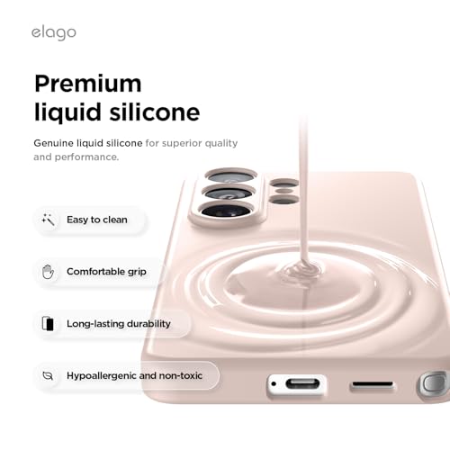 Image of elago Magnetic Silicone Case Compatible with Samsung Galaxy S26 Ultra Case, Compatible with MagSafe Accessories, Protective Cover, Shockproof, Slim, Anti-Scratch Soft Microfiber Lining (Lovely Pink)