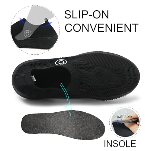 Black Sneakers for Women Walking Slip On Shoes Women Light Comfortable Tennis Workout Sneakers Casual Mesh Womens Tennis Shoes3