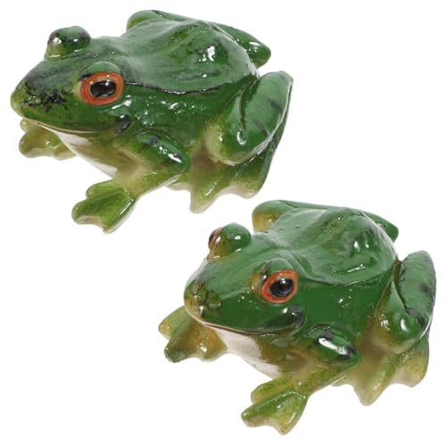 Mipcase 2 Stück Harz Froschfigur Miniatur Realistische Deko Für Haus Garten Innen Außeneinsatz 2,5x2,1x1,5 Zoll