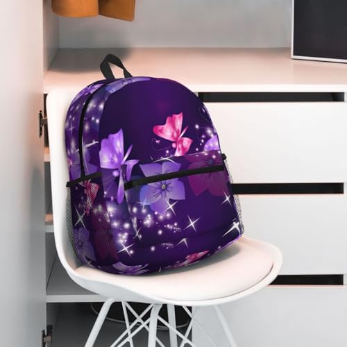 Sac à dos noir imprimé papillon décontracté One Size pour tous âges - 7