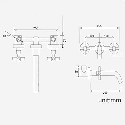 Deoler Brushed Gold Wall Mounted Bathroom Faucet, 360 Swivel Bathtub Lavatory Basin Sink Mixing Faucet Solid Brass Tub Spout Double Cross Handles Faucet With Rough In Valve #TOP6