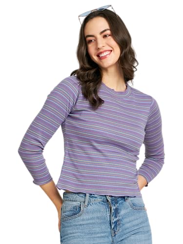 Image of Modeve Women Horizontal Stripes Striped Long Sleeves Top for Summer||Winterwear||