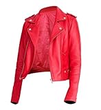 Zulin Women Red Southside Serpents Snake Logo Leather Jacket (XL)