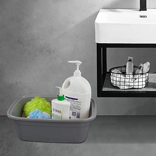 Xowine 4-Pack Plastic Wash Basin Rectangle, Washing up Bowl Basin, Gray