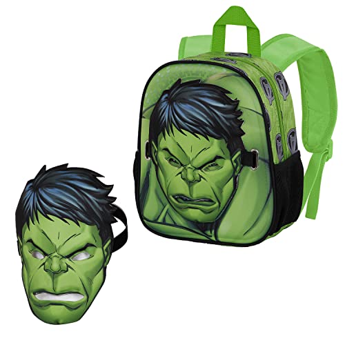 Marvel-Mochila Mask, 24 x 27 cm, Capacidad 6 L, Verde Hulk