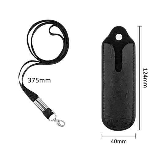 4 Pieces Black PU Leather Lanyard Case, MP3 Voice Recorder Protective Case, Straight Leather Case, Pen Holder ID Card Holder Protective Case Lanyard3