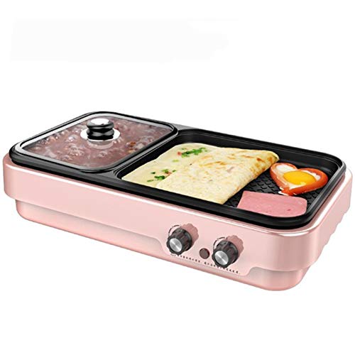 Elektrischer Smokeless Grill, 2 in 1 großen Kapazitäts-Elektro Hot Pot Grill Elektrogrill Grill Innen Dual-Temperaturregelung Doppel-Split