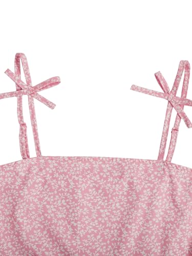 SOLY HUX Girl's Floral Print Spaghetti Strap Dress Sleeveless A-line Mini Dresses Summer Beach Sundress3