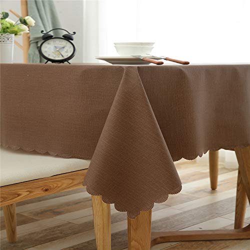 HSYLYM Mantel de Vinilo Impermeable Resistente al Aceite a la Humedad, fácil de Limpiar, Rectangular, PVC, se Adapta Perfectamente y es Ideal para Mesa de Navidad, Vinilo, café, 55x95in(140x240cm)