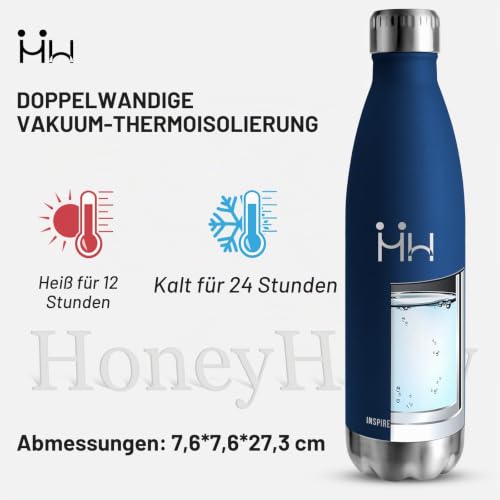 HoneyHolly Trinkflasche Edelstahl, Trinkflaschen Kinder, 500ML BPA-frei, Thermosflasche, Wasserflasche Doppelwandig… – Ansicht 2