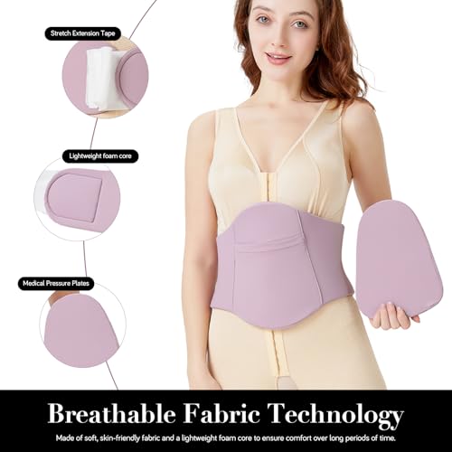360 Lipo Foam Ab Board Post Surgery Wrap Adjustable Compression for Tummy Tuck Liposuction Recovery Breathable Purple Waist Cincher Swelling Control Flattening Belly Support4