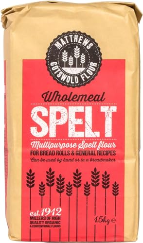 Matthews Cotswold Stoneground Wholegrain Spelt | Multipurpose Spelt Flour for Bread Rolls and General Recipes | Specialty | Artisanal | Milled in Britain (Single Bag)
