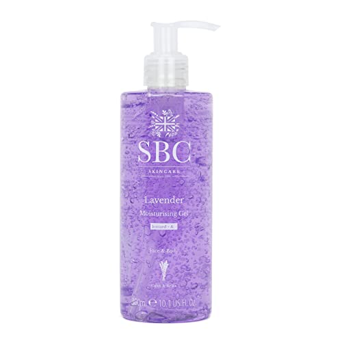 SBC Skincare Lavender Moisturising Gel 300ml, Light Moisturiser for Stressed Hormonal or Overheated Skin, Face and Body