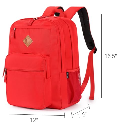 Image of ZORFIN 26L Backpack for College, and Travel: Water Resistant Bookbag - Red