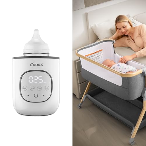 Image of Larex 3 in 1 Baby Bassinet Bedside Sleeper, Breathable Mesh Bedside Bassinet for Baby Bottle Warmer, Fast Baby Bottle Warmer for Breastmilk and Formula