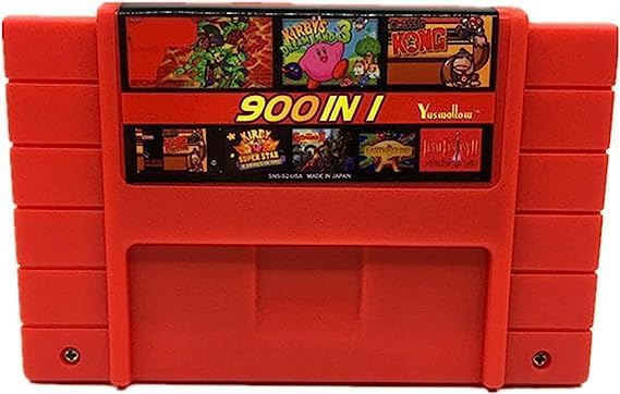 Cartucho de juego retro 900 en 1 SNES - 16 bits (rojo)- 4 Gb