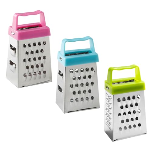 3Pcs Mini Grater Mini Box Grater Stainless Steel Small Cheese Grater with Handle Mini Cheese Grater for Grating Garlic Parmesan Nutmeg Chocolate 3.7 x 2.7X 6.7 cm