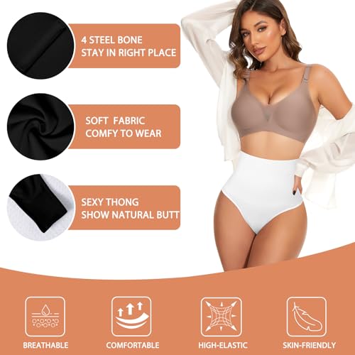 Image of Womens Thong Shapewear Mid to High Waisted Shaper Thong WN0017(09#I White#seamless mid rise,Large)