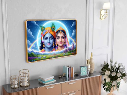 Image of Indianara Radha Krishna Painting With Golden Frame, 18 x 12 Inches (Style 7)
