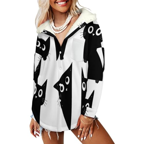 Silhouette de chat noir veste peluche chaude contre le vent froid