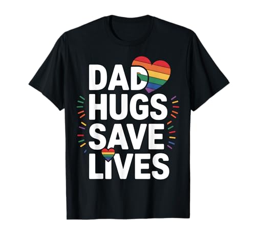 padri solidali fanno la differenza. Questa camicia di grande impatto LGBTQ+ onora i papà che abbracciano e affermano l'amore, con cuori colorati e tipografia perfetti per sfilate o visibilità quotidiana.