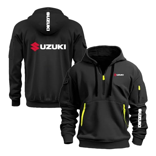 Comfortabele Hoodie Jas Voor Heren Voor SU.ZU.K.I Print Trainingspak Half Zip Jack Lange Mouw Sweatshirts Truien Hoody Hooded Outwear Tops-HeiS||3XL