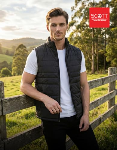 Image of Scott International Winter Puffer Jacket | Sleeveless Water Repellent Quilted Padded | Lightweight Winter Wear | Mens Jacket | Men's Polyester Sleeveless with Pocket | Jackets for Men Stylish