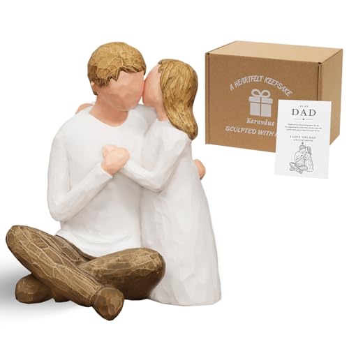 Kernvdus Father Daughter Figurine for Dad from Daughter Dad Birthday Keepsake Father of the Bride Wedding Gift Hand Painted Resin Statue for Shelf Desk Decor