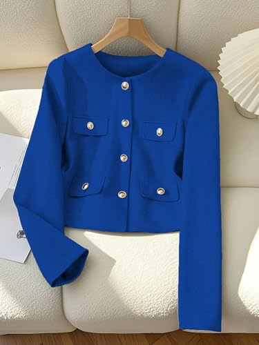 Chic Dark Blue Womens Casual Coat – Perfectly Flattering for Every Occasion! - Image 2