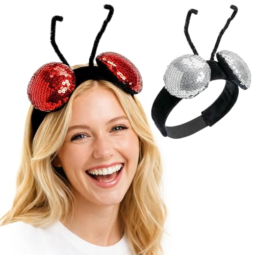Jococs 1pcs Fly Insect Ladybug Mothman Compound Eyes Sequins Funny Headband Costume Accessories for Halloween Themed Party Favor Gift