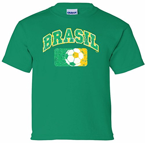 A&E Designs Brazil Kids Soccer Jersey Tee Shirt - Kelly (Toddler Small (4)) Green