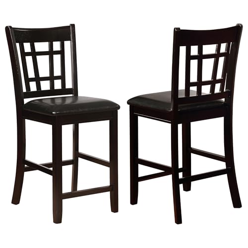 Coaster Home Furnishings - LAVON - Wood Upholstered Counter Height Chairs (Set of 2) - Slat Back, Padded Seats, Footrest - Dining Room & Kitchen - Black & Espresso - 102889