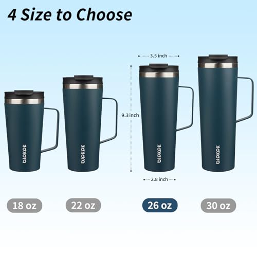 Image of BJPKPK 26oz Insulated Tumbler with Handle, Lid & Straw, Stainless Steel
