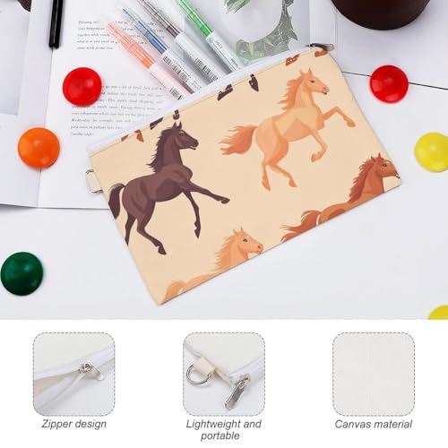 Racing Horses Horseraces Fashion Coin Purse Change Makeup Bag Canvas Pencil Pouch Travel3