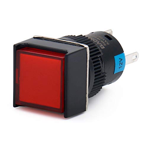 Baomain LA-128A 5/8 Inch 16Mm Push Button Switch Momentary Square Cap Led Lamp Red Yellow Blue Green Light Dc 12V Spdt 5 Pin 4 Pack thumb #2