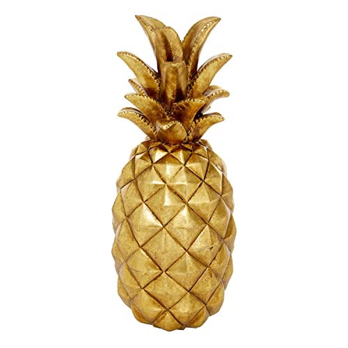 Deco 79 Polystone Fruit Pineapple Sculpture, 6" X 6" X 14", Gold #TOP5