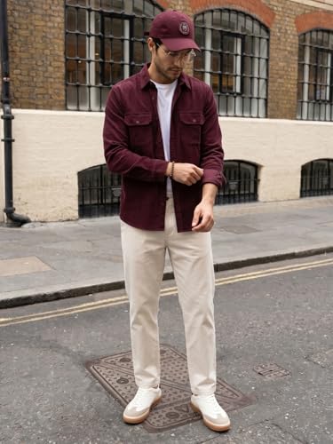 Image of Urbano Fashion Men's Corduroy Full Sleeve Regular Fit Solid Overshirt with Utility Pockets