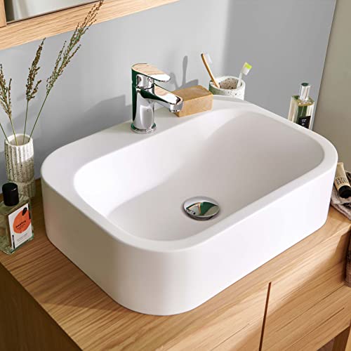 Vasque ovale à poser en résine blanc mat 50 x 37 cm ITO