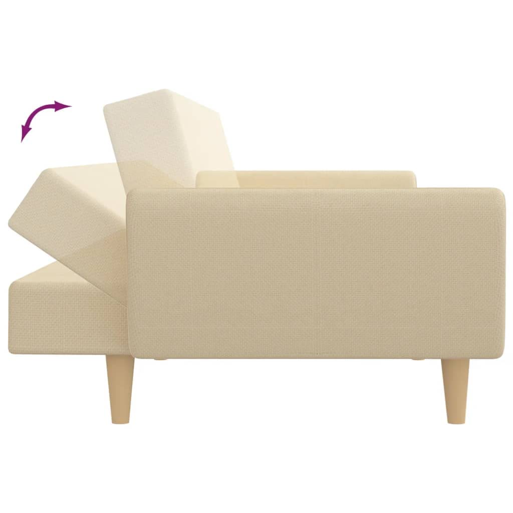 Prolenta Premium - Slaapbank 2-zits fluweel crèmekleurig - Huis en Tuin