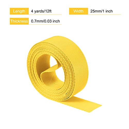 Image of MECCANIXITY Flat Nylon Webbing Strap 1 Inch 4 Yards Yellow for Backpack, Cargo Strap, Luggage-rack