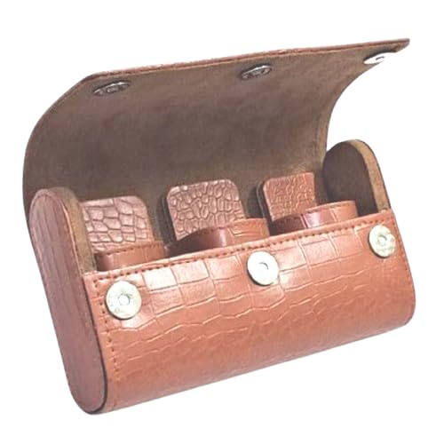 Image of essart Watch Roll Case - Croco Tan Leather 3 Slot Organizer Box for Watches | Elegant Luxury Travel Case for Collectors
