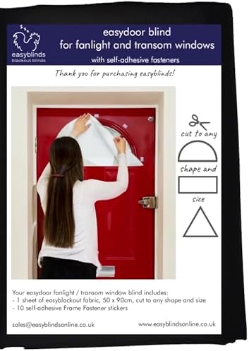 Easyblinds Easydoor blind for glazed doors, quick fix instant blind, cream, half door standard width, self-adhesive attachments, cut to size and shape as required