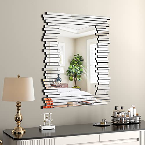 Jacuko Rectangular Wall Mirrors Decorative - Large Venetian Wall Mirror For Home 30.7" W X39.57” H #TOP2