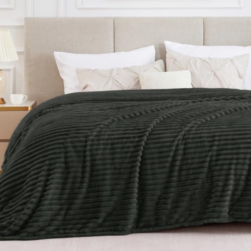 Image of BEDELITE Ribbed Full Size Blanket for Bed, Charcoal Grey, 84 inchx90 inch