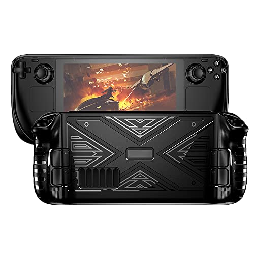 Linghuang für Valve Steam Deck Case Cover Schutz, TPU Schutzhülle für Steam Deck Konsole, Rutschfeste Kratzfeste Stoßfeste Schale Zubehör (Schwarz) Cover