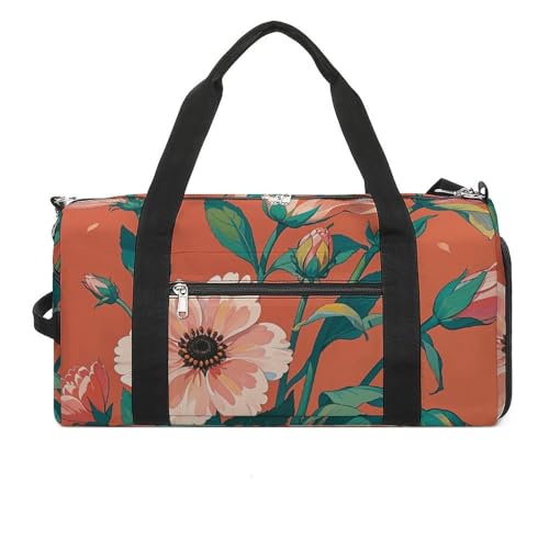 Gym Bag for Men Women Travel Duffle Bag Exquisite Floral Carry On Weekender Bag with Shoe Compartment